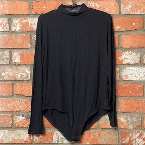 Black Mock Neck King Sleeve Bodysuit 3X